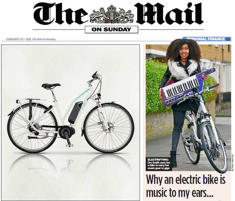 Musician Dregas rides a VOLT electric bike in The Mail on Sunday