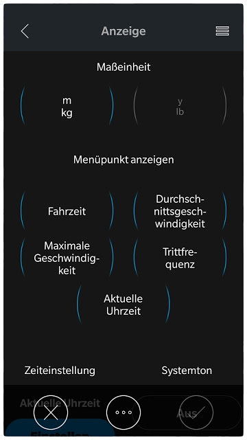 Elemente auf dem Display können über die E-Tube-App ein- und ausgeblendet werden.