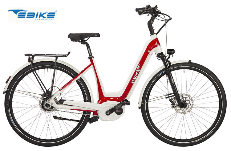 Una bici elettrica Ebike Das Original C002 Miami nella sua colorazione rosso e bianco