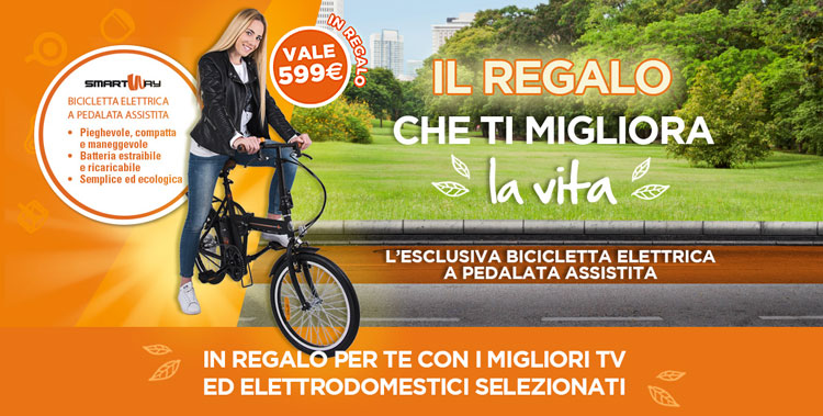 pubblicità della promozione Expert che regala una bicicletta elettrica