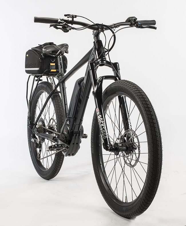 Studio photo of the Bulls Sentinel, a purpose-built electric bike built to LAPD's specifications.