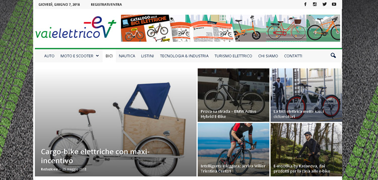 Uno screenshot della pagina bici elettriche del sito vaielettrico.it