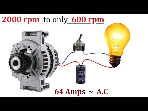 12V 64 Amps Car Alternator ( 2000 RPM ) Converted to ( 600 RPM ) – No Circuit or Transformer Needed