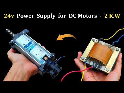 24v DC from 220v AC using Microwave Transformer – DC Motor DIY